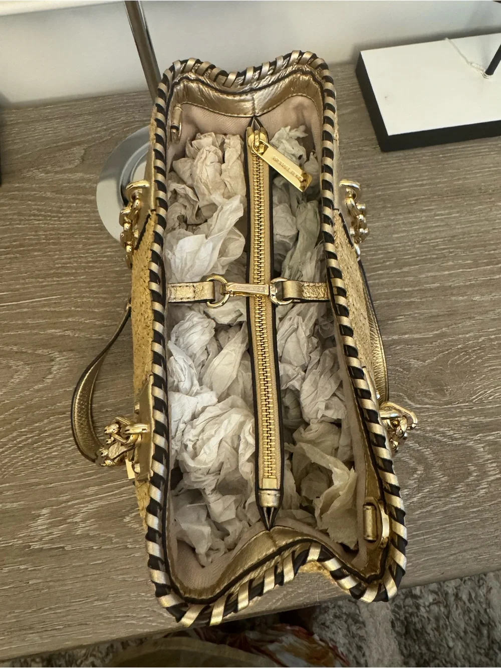 Michael Kor  Straw Rosalie Convertible Satchel. Missing the shoulder strap. - Picture 5 of 16